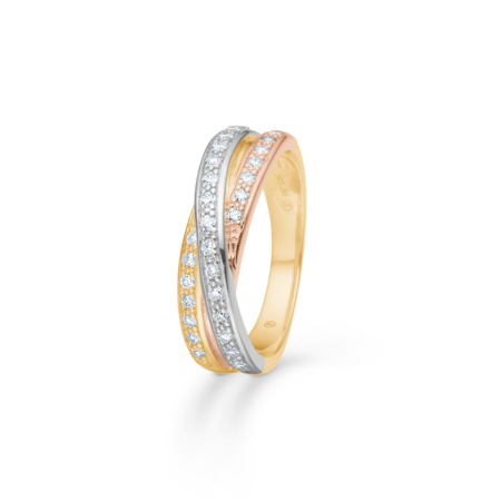 14 karat guld, hvidguld og rosaguld ring "Trielle"