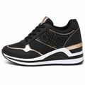 Sort wedgesneaker med glitter og rosaguld detaljer – Elegant