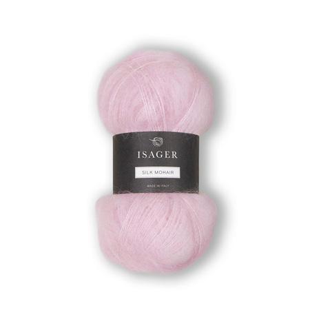 Garnnøgle isager silk mohair farve 27 lyserød