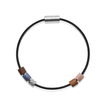 Cloud Break bracelet in black nylon with silver clasp | Black Sun