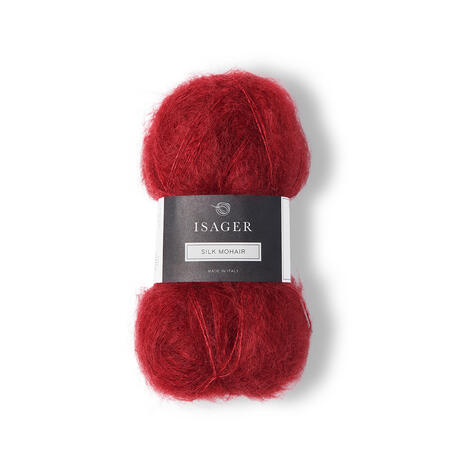 garnnoegle isager silk mohair farve 32 dyb rød