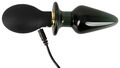 Dobbelt vibro-buttplug i silikone og glas med konisk form, stopprop og indbyggede vibrationer