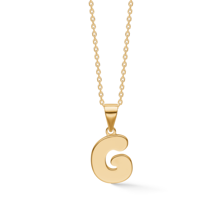 Letters G necklace made of 925 pure sterling silver plated with 18 karat gold plating.
