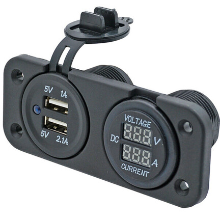 1852 dobbeltpanel med USB og voltmeter til båd