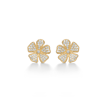 Fleur earrings in 14 karat gold with diamonds | Danish design by Mads Z