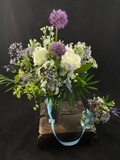Stor Morbarn blomsterbuket høj med purløg
