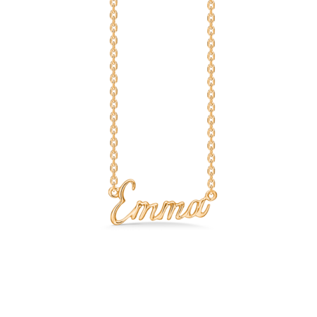 Name Tag Emma is made of 925 pure sterling silver plated with a durable 18 karat gold plating.