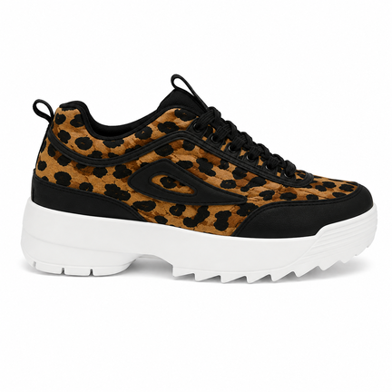 Chunky leopard damesneaker – trendy sneakers med hvid sål