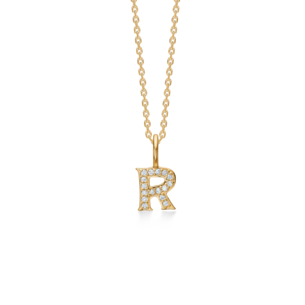 TENDER LOVE R pendant in 14 karat gold with diamonds | Danish design by Mads Z