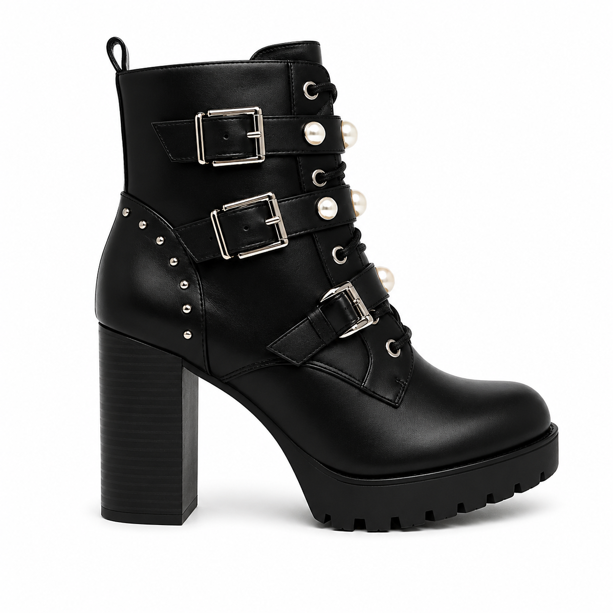 Noira Pearl Buckle Heel Boot - 36