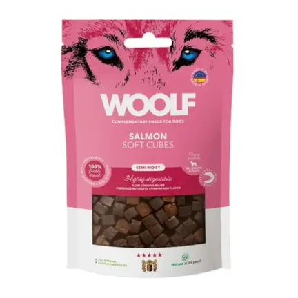 WOOLF Semi-Moist Soft Cubes Salmon | Bløde Hundegodbidder med Laks