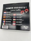 Power Escorts Love Cuffs Red – røde fjerhåndjern fra Power Escorts