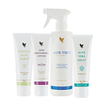 Sæt med Forever Aloe Scrub, Aloe Moisturizing Lotion, Aloe First, Aloe Vera Gelly