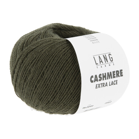 Garnnøgle cashmere extra lace fra Lang Yarns i farven army green