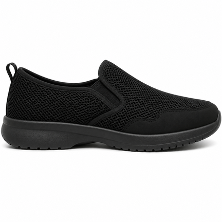 Sort slip-on sko med mesh og fleksibel sål