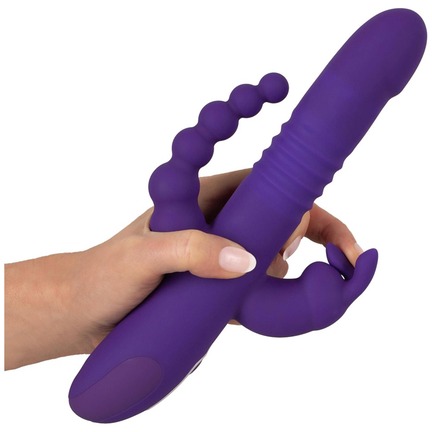 Sweet Smile Thrusting Pearl Triple Vibrator med rotation, perler og rabbit-stimulator.