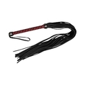 Zado Tools Flogger Black 78 cm – sort flogger med rødt flettet håndtag og lange læderfrynser.