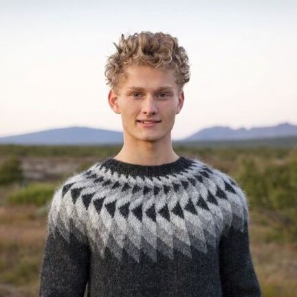 herremodel med sweateren jon strikket i lettlopi fra istex