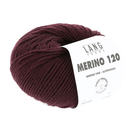 Garnnøgle i kvaliteten merino 120 fra lang yarns i farven bordeaux