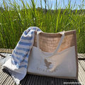 Forever strandtaske i bast og bomuldsstof