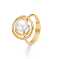 SWIRL W. PEARL ring i 14 karat guld med kulturperle | Mads Z