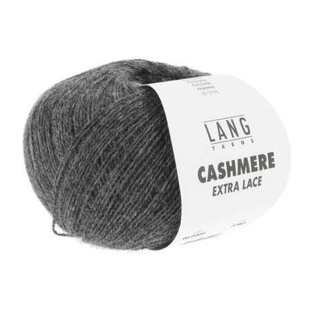 Garnnøgle Cashmere extra lace fra Lang Yarns i farven mørk grå meleret