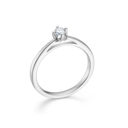 CROWN solitaire- og diamantring i 14 karat hvidguld | Mads Z