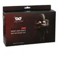 Black and red wrist and ankle bed restraint with adjustable straps