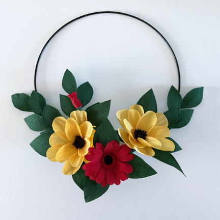 kunstig blomster papir crepe gul rød dekoration