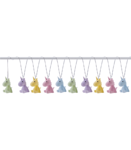 Lyskæde med enhjørninger i pastelfarver