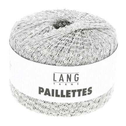 garnoegle af maerket paillettes fra lang yarns i farven lys graa