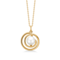 SWIRL W PEARL pendant in 14 karat gold with pearl | Danish design by Mads Z