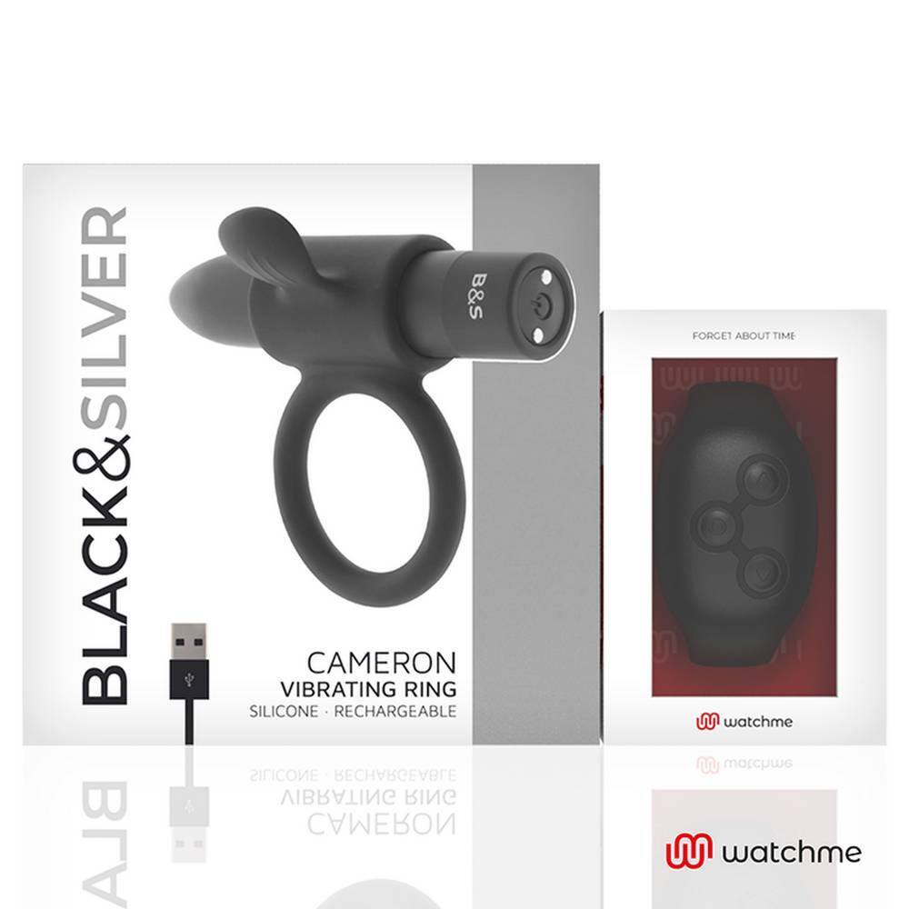 Black & Silver Cameron Vibrerende penisring med WATCHME fjernbetjening