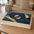 A3 sukkerprint med firmalogo og grafisk design på kage til firmaevent