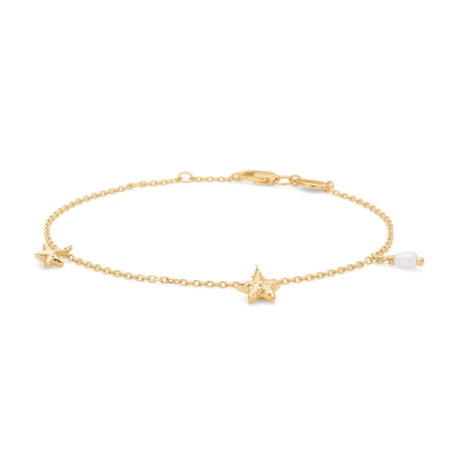 Starfish Lustre armbånd udført i 925 ren sterlingsølv belagt med en slidstærk forgyldning i 18 karat guld med perle.