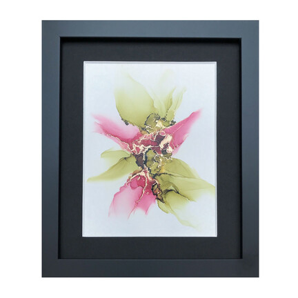 ink maleri grøn rosa