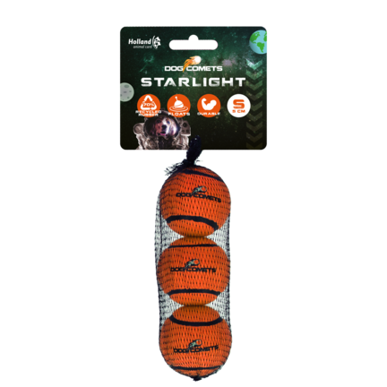 Dog Comets Starlight Tennisbold - 3 pak, S, orange