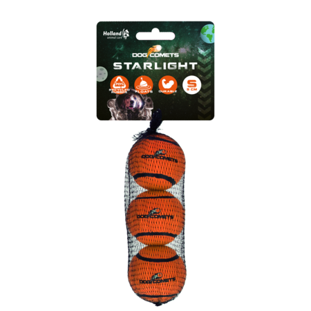 Dog Comets Starlight Tennisbold - 3 pak, S, orange