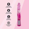 Pearl Vibrator 22 cm pink med roterende skaft og bunny-klitoris stimulator