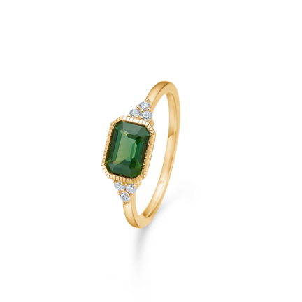 ELVIRA ring in 14 karat gold with green tourmaline | Danish design by Mads Z