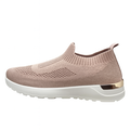 Rosa slip-on damesko med strikket overdel og gylden hældetalje