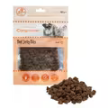 Companion Beef Jerky Bites – Tørrede godbidder med oksekød til hunde, vist i indbydende emballage