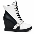 Hvid og sort wedge sneaker med STAR detalje - TopSko.dk