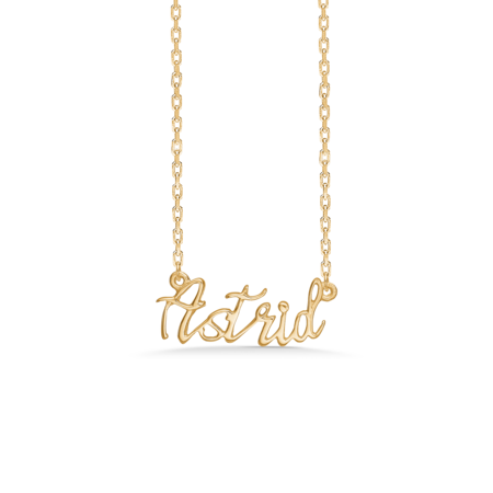 Name Tag Astrid is made of 925 pure sterling silver plated with a durable 18 karat gold plating.
