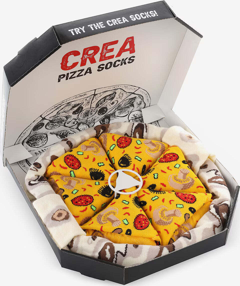 Herrestrømper Pizza Box 4 par i gaveæske - 41-46