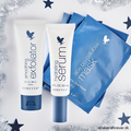 Aloe vera eksfolieringscremen smoothing exfoliator, sheet-ansigtsmaske aloe bio-cellulose mask og hydrating serum - julegavetips fra Forever Living