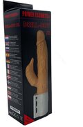Beige G-punkts- og klitorisvibrator med buet design og riller