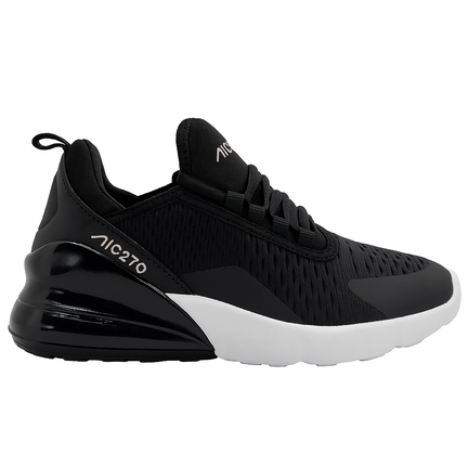 Sort sporty herresneaker med luftpude og hvid sål