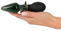 Dobbelt vibro-buttplug i silikone og glas med konisk form, stopprop og indbyggede vibrationer
