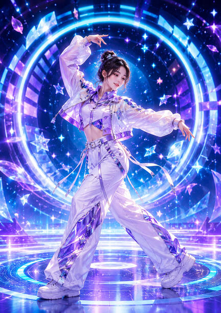 K-pop sukkerprint A4 med cyberlilla solodanser til fødselsdagskage